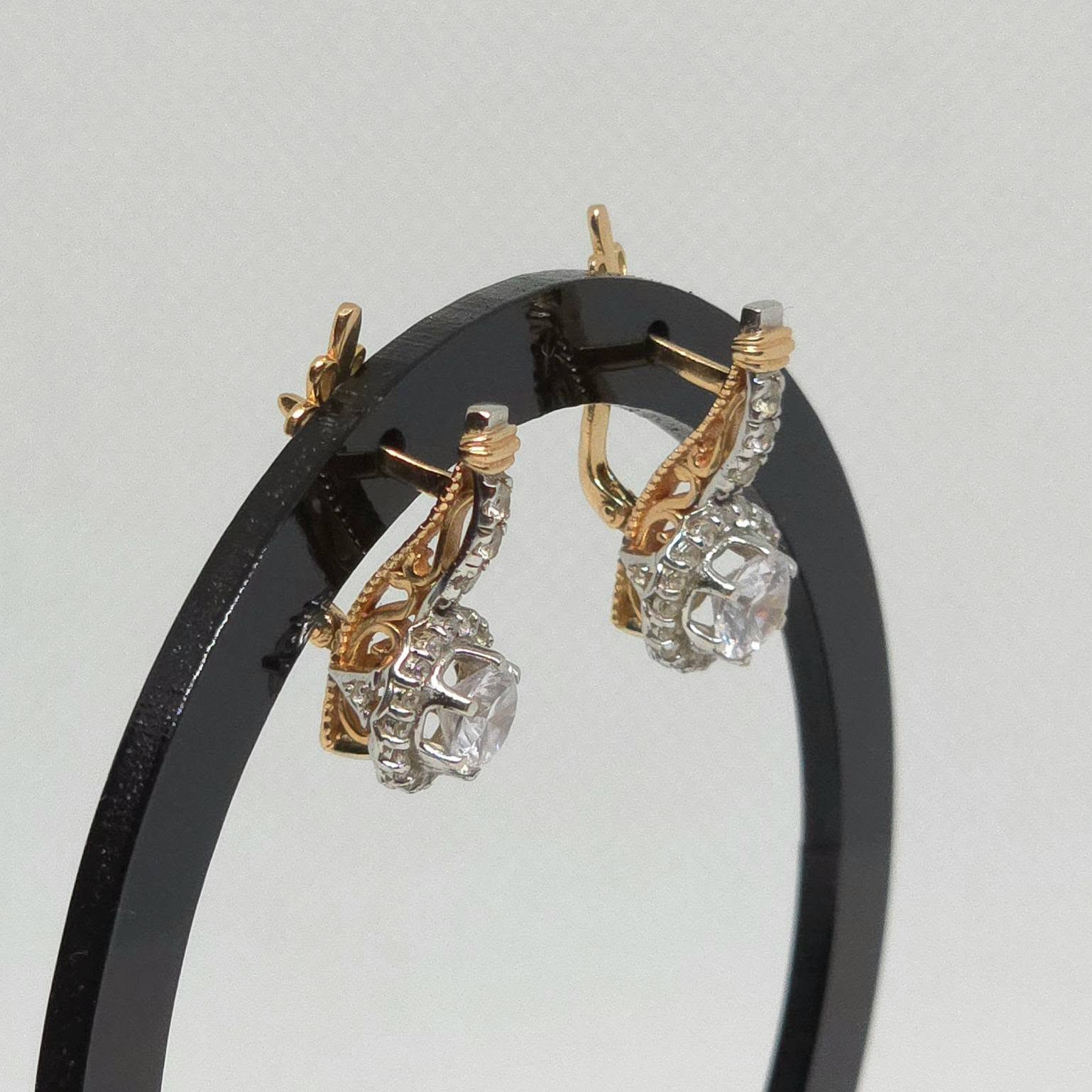 Златни обеци 585 (14K) с фианити – 6,09 гр. - Image 2
