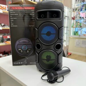 Безжична караоке тонколона Sing-E ZQS4295 с LED подсветка, кабелен микрофон и оригинална кутия